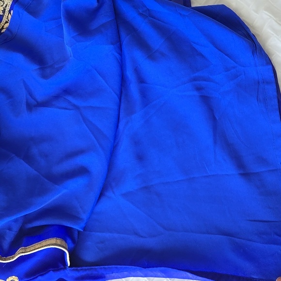 Elegant Royal Blue and Gold Embroidered Tunic Top Summer Indie Ethnic - Picture 9 of 12